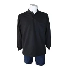 İki İplik Polo Yaka Siyah T-Shirt Sweat Uni