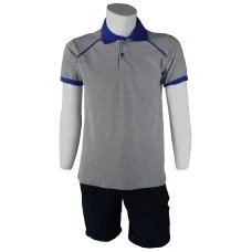 Polo Yaka Gri Saks T-Shirt Kelebek Model Lacoste