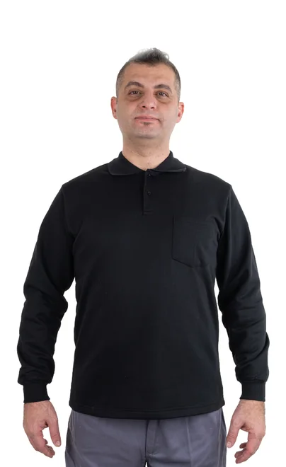 SİYAH POLO YAKA SWEAT
